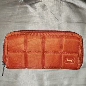 Lug Quilted Shuffle Wallet in Vibrant Orange